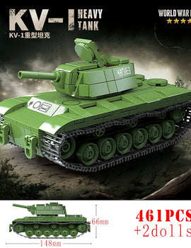 Military World War WW2 KV-1 Heavy Tank Soviet Army Building Blocks Stuart Tank Technical Bricks Educational Toys for s Gift