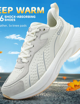 Sports Shoes Women Autumn And Winter Leather Cover Cold Waterproof Lightweight Comfortable Breathable Running Shoes