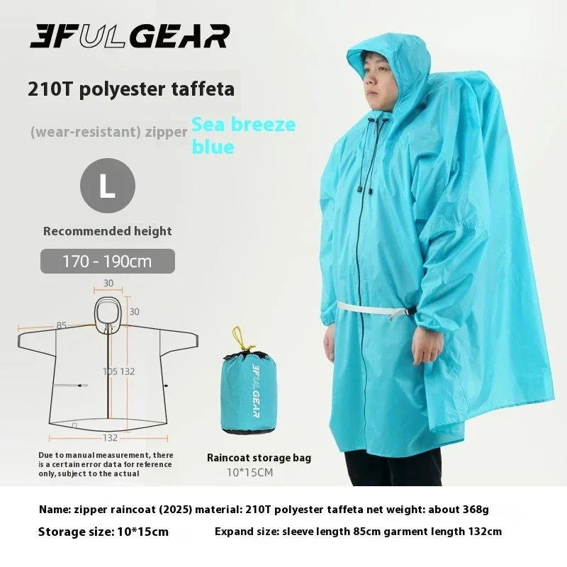 Ultralight Waterproof Zipper Raincoat for Hiking Camping and Travel