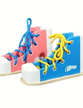 Montessori Wooden Toys Learn To Tie Shoelaces Threading Game Teaching Aids Puzzle Toys for Boys Girls Birthday Xmas Gift