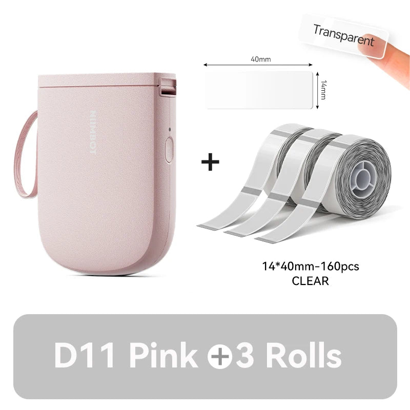 D11 Mini Label Printer 300DPI, Bluetooth Wireless Inkless Sticker Maker, Portable Label Machine for Name Tags, Kitchen & Home