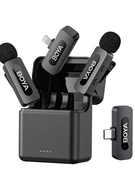 BY-V3 Wireless Lavalier Microphone for iPhone 15/16 Series Samsung DJI Pocket 3 Type-c Smartphones Cameras Video Recording