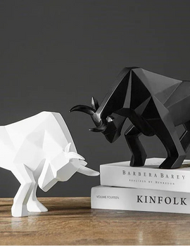 Geometric Resin Bull Statue Bison Sculpture Decoration Abstract Animal Figurine Room Desk Home Decoration Gift
