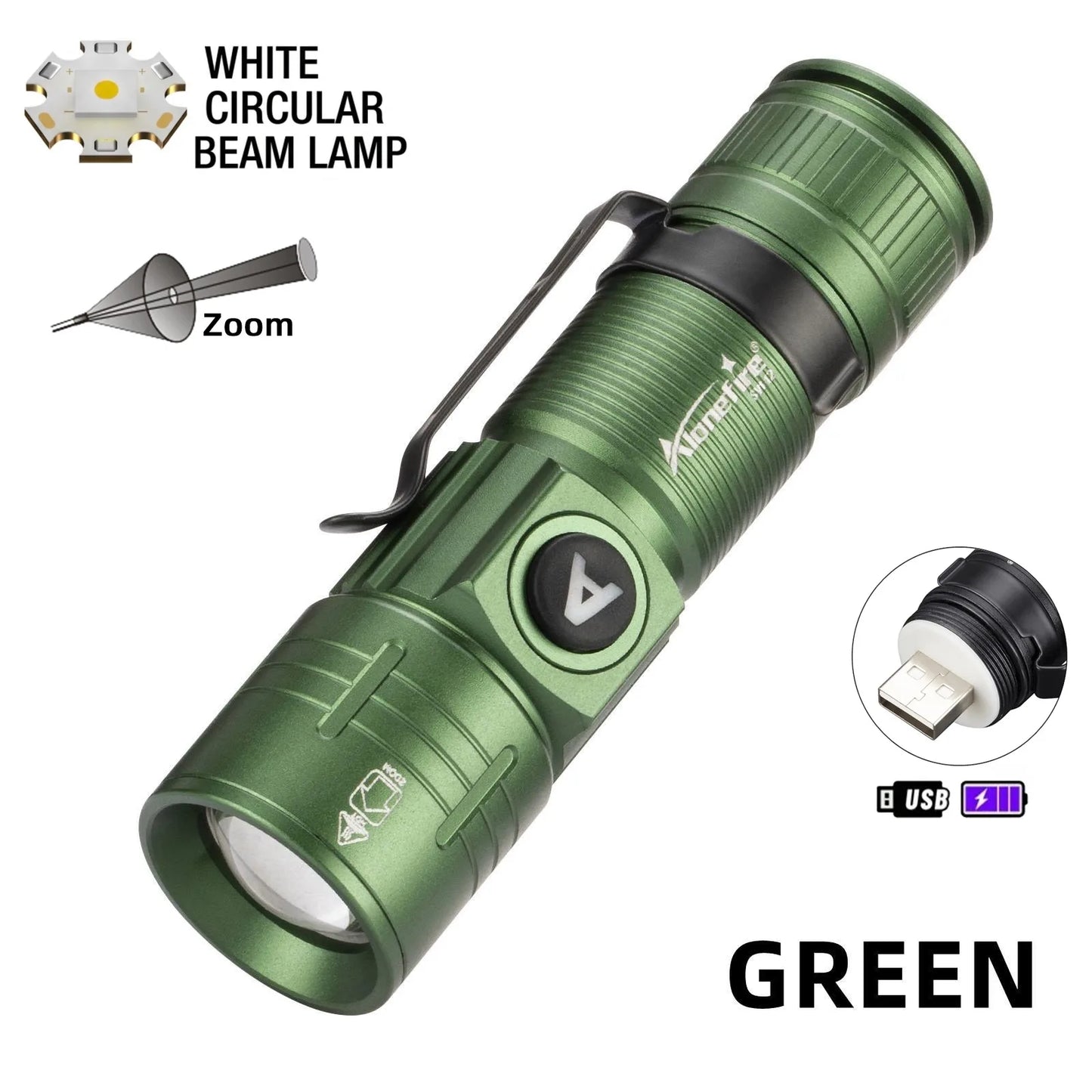 5W Zoomable Rechargeable LED Flashlight
