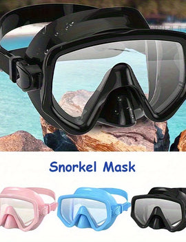 Snorkel Mask Swimming Goggles Scuba Diving Silicone Skirt Tempered Glass Len Wide View Training With Nose Cover Adjustable Strap