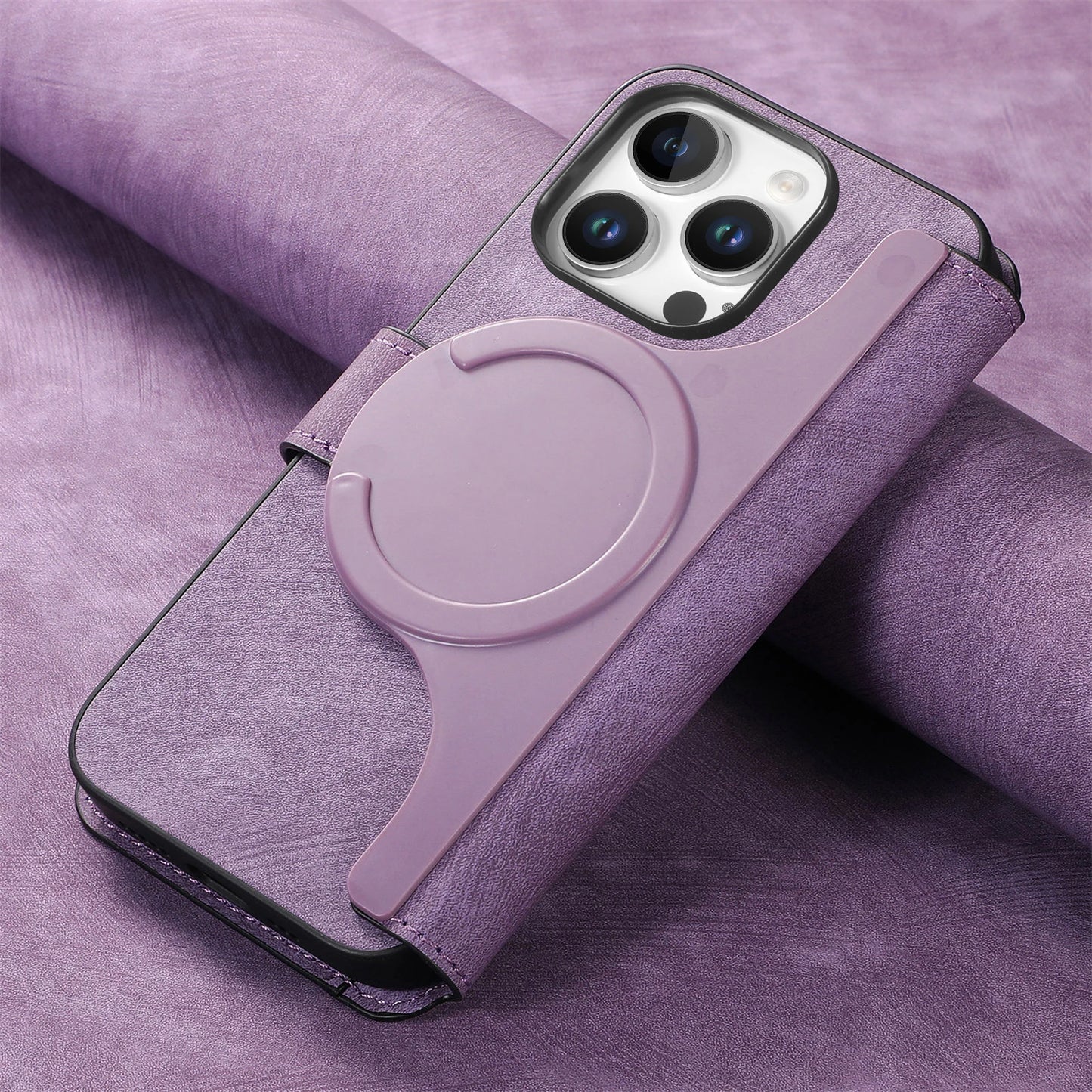 Flip Leather Wallet Case for iPhone 16 15 Pro Max 14 Plus 16E Magsafe Detachable Card Slot Holder Cover