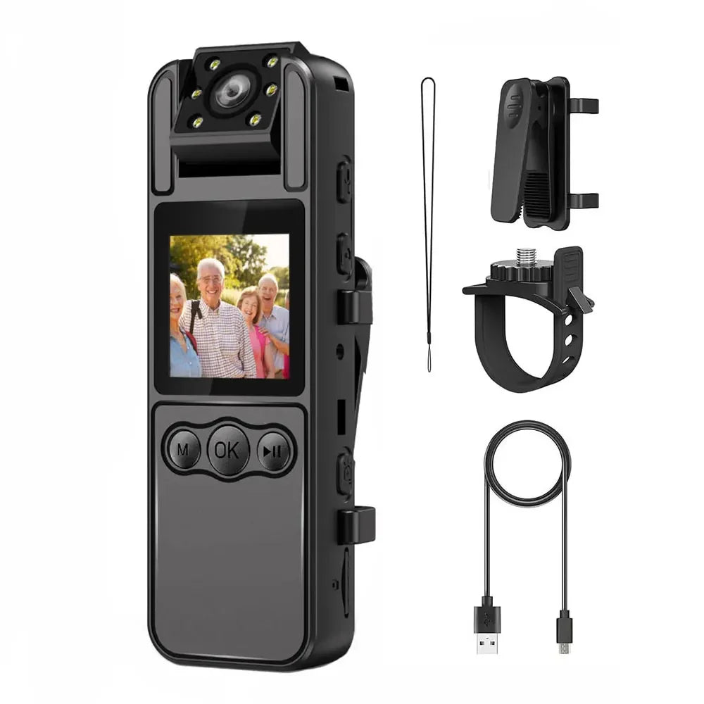 4K Mini Action Camera with Night Vision, WiFi & 180° Rotating Lens Portable Body Cam Recorder