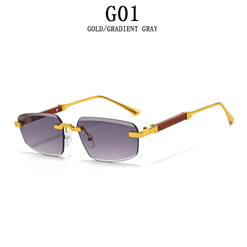 Rimless Wooden Sunglasses With UV400 Protection