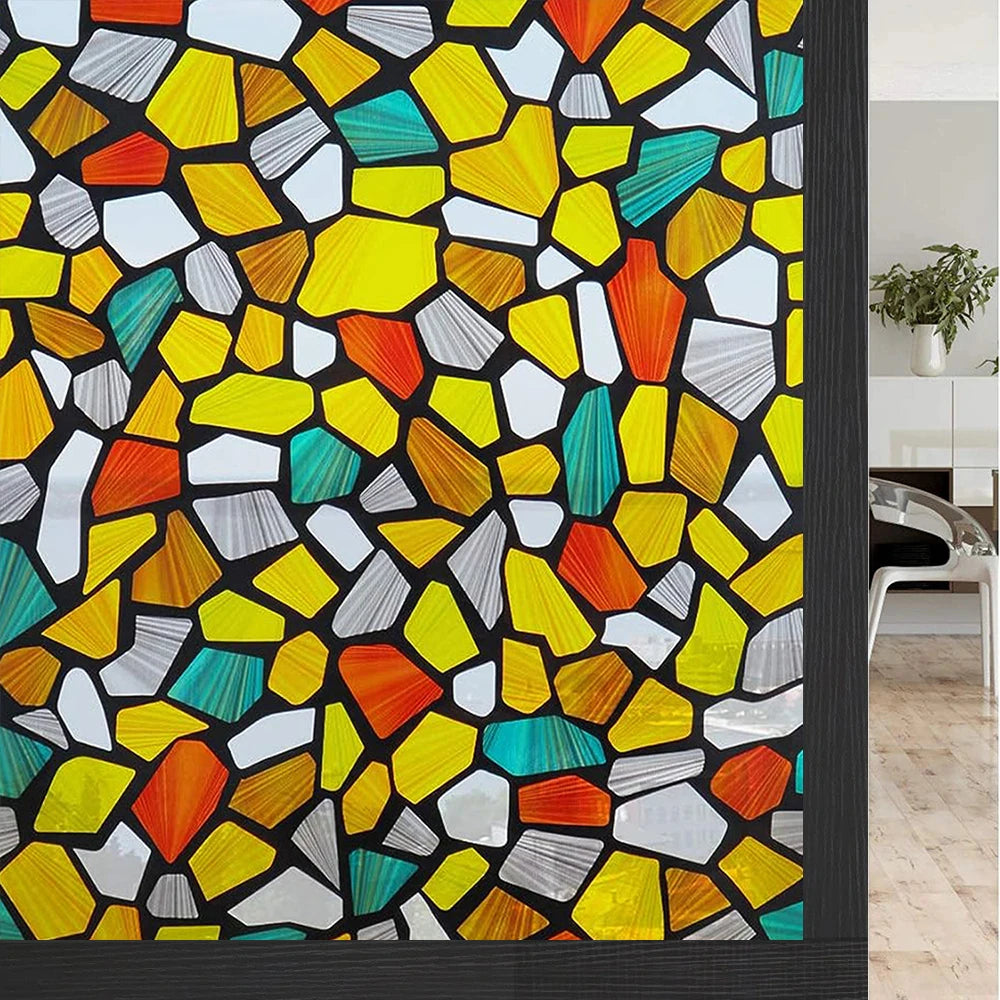 45/60/90Cm Rainbow Window Privacy Film 3D Decorative Vinyl Stained Glass Decals Static Cling Non-Adhesive Window Film Stickers