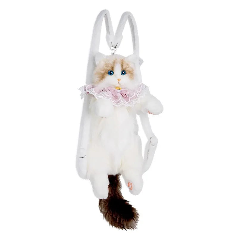 Cute Cat Plush Backpack Soft Cartoon School Bag