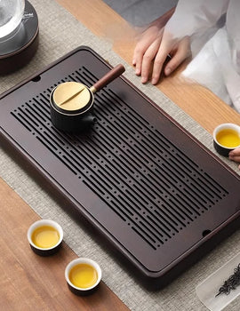 Home And Kitchen Wooden Tray Rectangle Bamboo Tea Tray For Chaban Tea Table Coffee And Tea Tools Decorative Tray