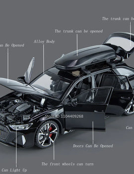 1:32 Scale RS6 RS7 Car Model Toy Alloy Diecast Doors Opened Simulation Sound Light Pull Back Vehicle Models Ornaments Boys Gifts