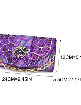 Pattern Popularity Newest Sandals Ladies Shoes and Bag Set Full Diamond Fashion Design Purple Color Pumps for Wedding Party