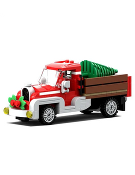 189PCS MOC Building Block Assembled Winter Village Old Truck Transporting Christmas Tree Winter Scene Toy Christmas Gift