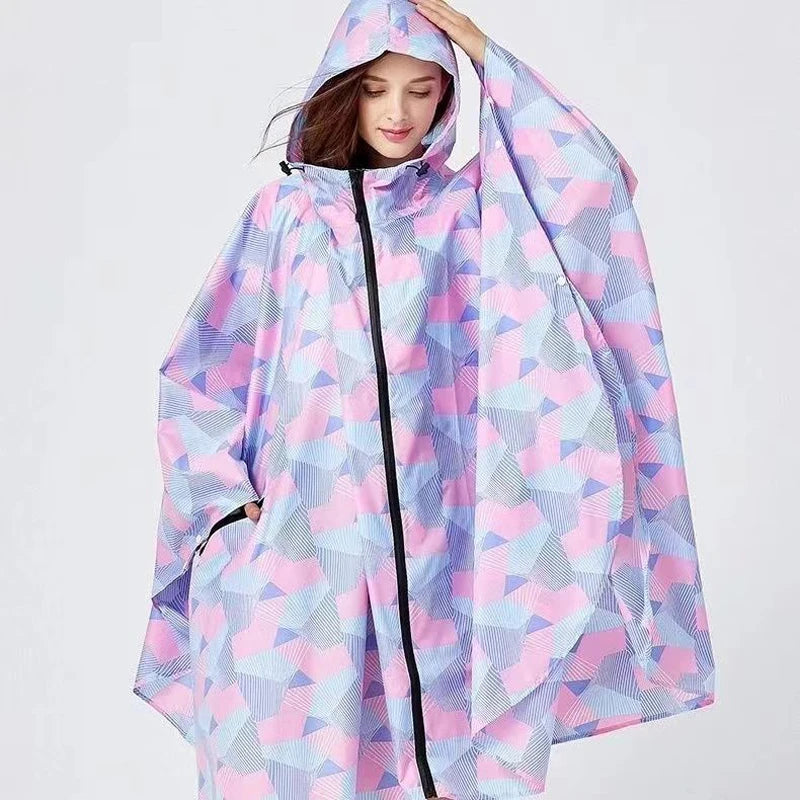 Lightweight Breathable Waterproof Rain Poncho with Belt and Storage Bag