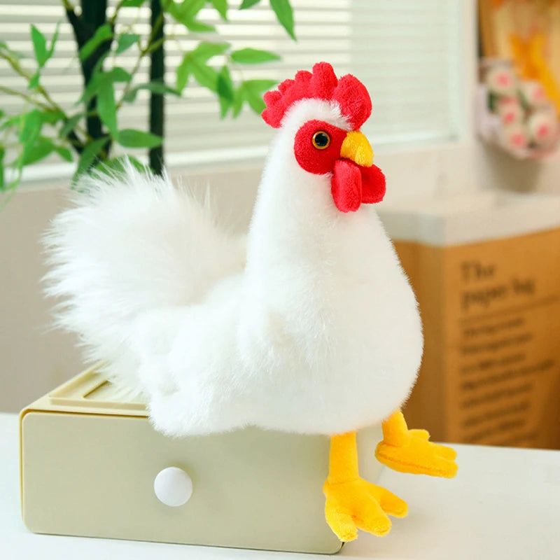 White Rooster Chicken Plush Stuffed Animal Soft Bird Decor