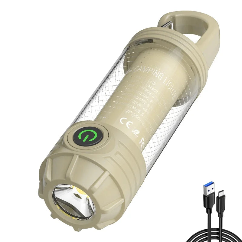 Rechargeable LED Camping Light Hanging Flashlight with 3 Light Modes SOS Emergency Portable Lantern