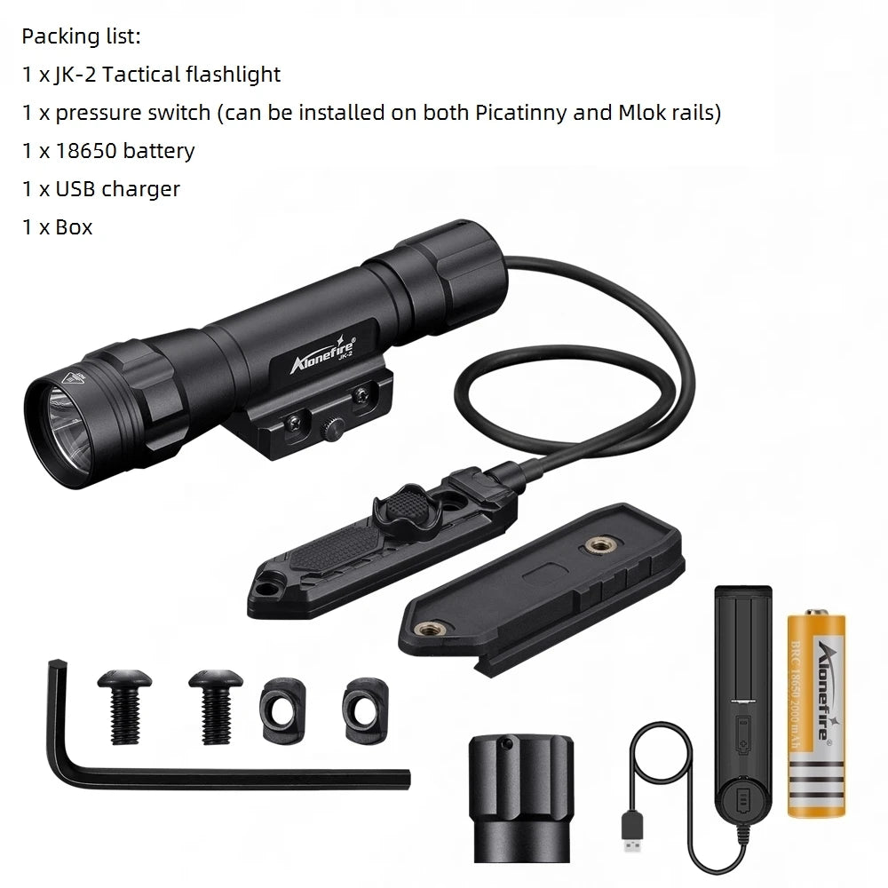 1200 Lumen Tactical Rechargeable LED Flashlight With Picatinny Mount