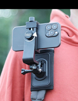 360 Degree Rotary Mobile Phone Backpack Clip Holder for Smartphones CellPhone Chest Shoulder Fixed Mount for iPhone 14