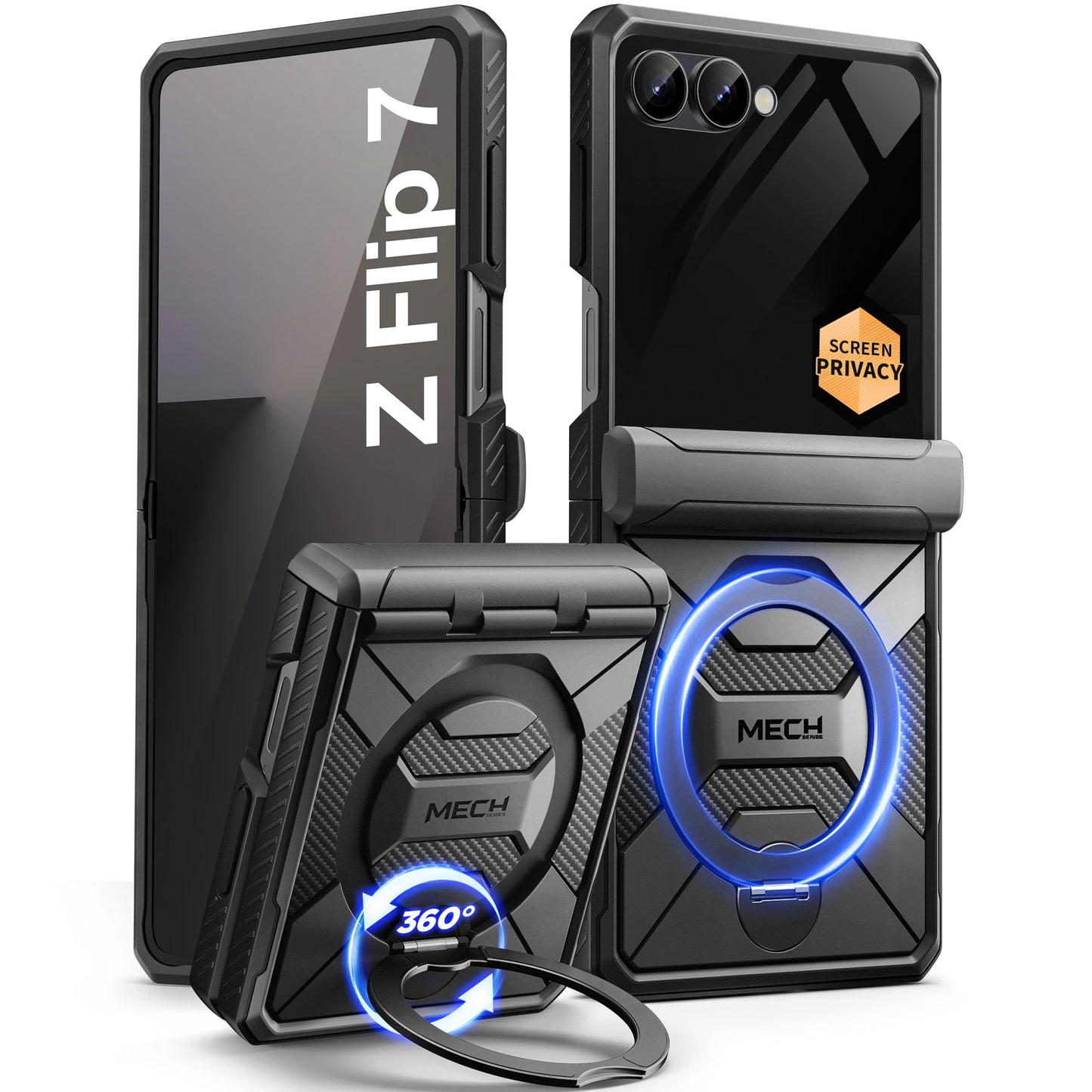 Magsafe Stand for Z Flip 7 Case with Privacy Screen Protector Full Coverage Hinge Protection Shockproof Slim Phone Case