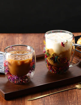 1/2/4PCS Double Wall Clear Glass Coffee Mugs Double Insulated Glass Cup For Hot Cold Beverages Cappuccino Espresso Cup