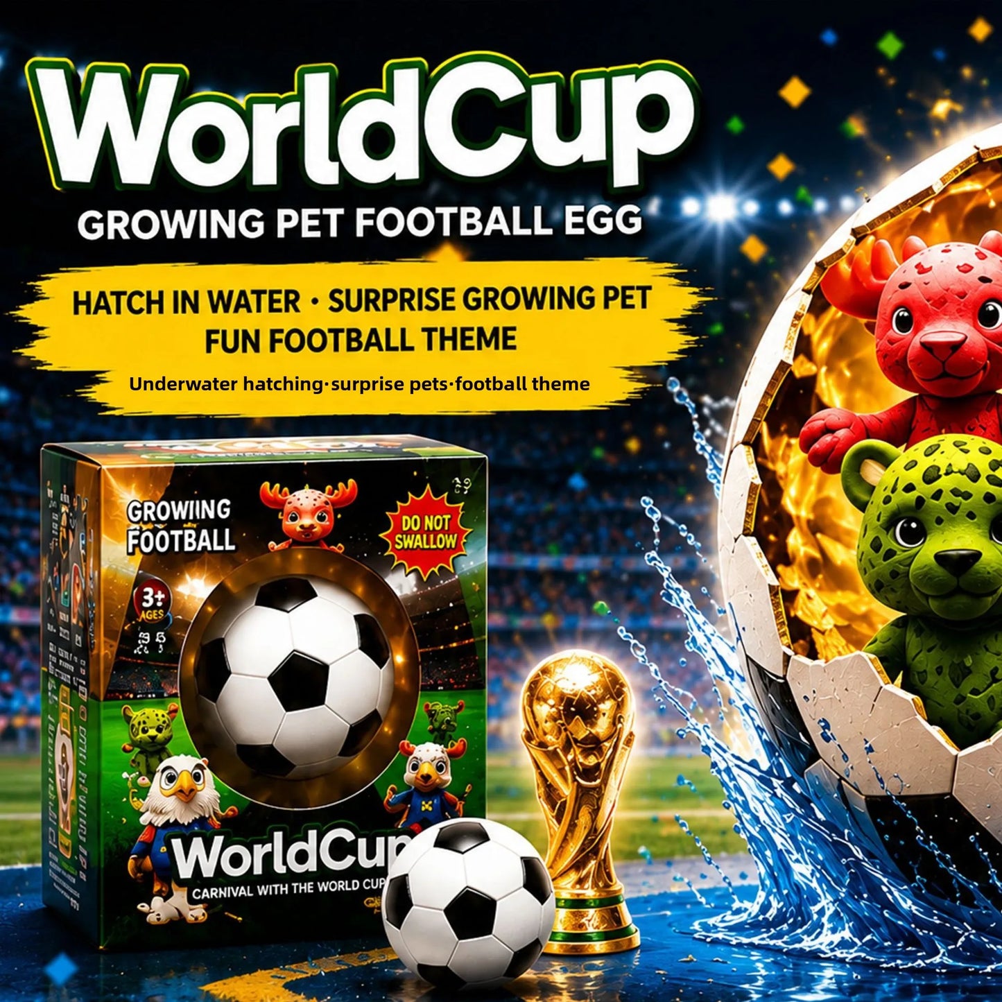 Football Water Growing Surprise Egg Mascot Figure Blind Box Toy