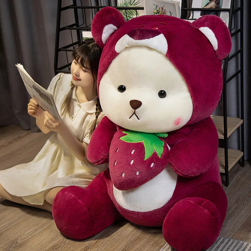 Pink Teddy Bear Plush Stuffed Animal with Cloth