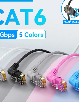 CAT6A Ethernet Cable 10Gbps 90/360 Degree Rotation CAT 6A Slim Networking Internet Lan Cord for PC PS4 Router RJ45 Cable