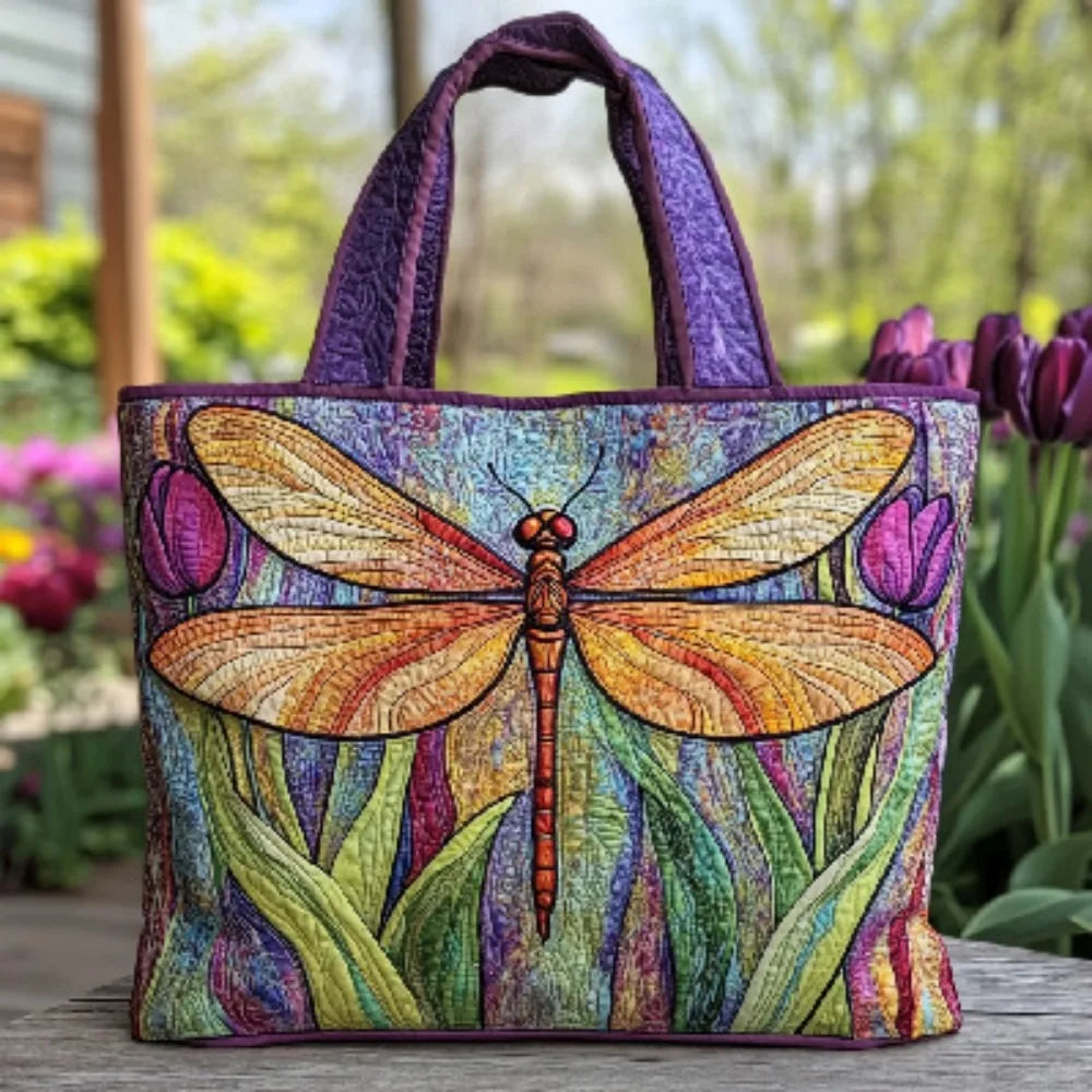 Vintage Quilted Canvas Tote Bag Large Capacity 3D Print Shoulder Handbag