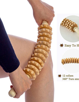 1 PC Wood Bendable Massage Roller Wooden Therapy Massager Tools,Lymphatic Drainage,Cellulite Trigger Point Manual Muscle Release