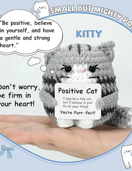 3 Pcs Crochet Cat Doll Ornament Home Room Decoration Handmade Knitted Positive Energy Cat Doll With Card Christmas Party Gifts