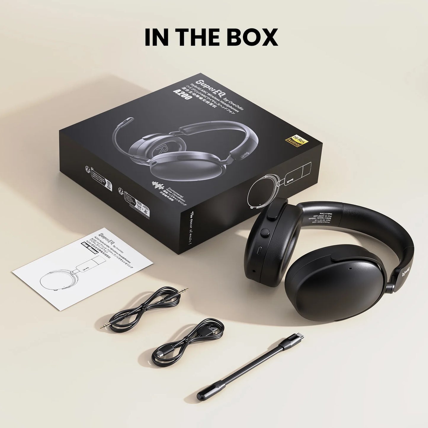 SuperEQ A200 ANC Wireless Bluetooth 5.4 Headphones Active Noise Canceling Over Ear Headset With ENC Mic Hi-Res Audio APP
