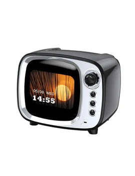 Pro Bluetooth Speaker with Lyrics Display Retro Wireless Alarm Clock HiFi Sound Powerful Bass Portable Desktop Music Player