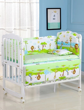 6-Pcs Soft Crib Bedding Set – Standard Size Nursery Set for Boys & Girls (4 Bumpers, Mattress, Pillow)