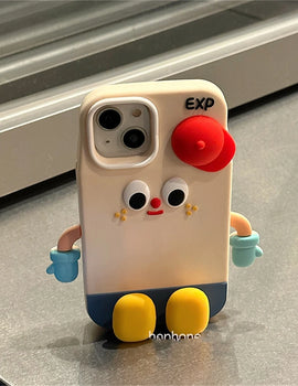Cute Cartoon Standing Milk Box Red Hat Phone Case For iPhone 15 14 13 Pro Max Korea Lovely INS Lens Protected Soft Cover