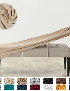 Velvet Long Bench Cover Stretch Soft Piano Stool Covers Rectangle Elastic Chair Cover All-inclusive for Dining Room Bedroom
