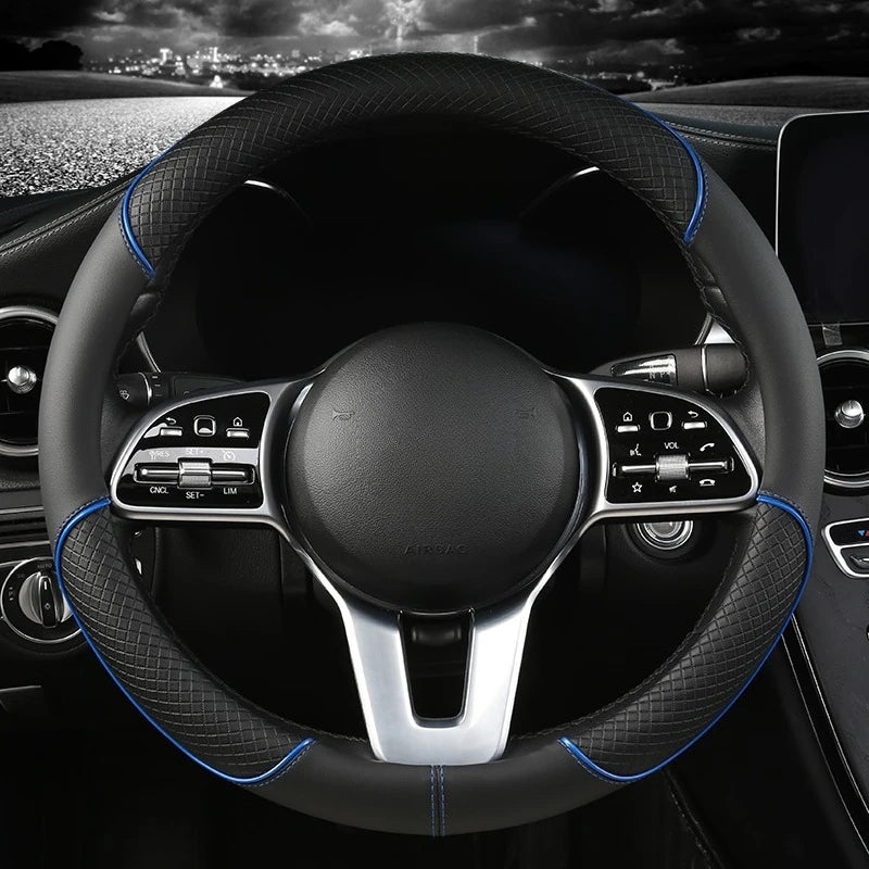 Universal Leather Diamond Steering Wheel Cover 37CM 38CM