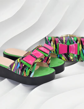 Latest African Shoes and Bags Matching Set Patent Leather Womens Platform Heels Handbags and Shoes Set Mixed Colors Women Pumps