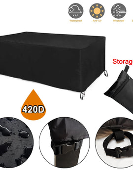 Heavy duty Waterproof Patio Furniture Cover Rectangular Garden Rain Snow Outdoor Cover for Sofa Table Chair Wind-Proof Anti-UV