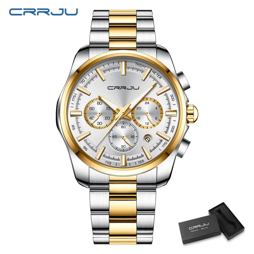 Men Watch Sports Casual Quartz Wristwatches with Chronograph Fashion Stainless Steel Auto Date Clock Male