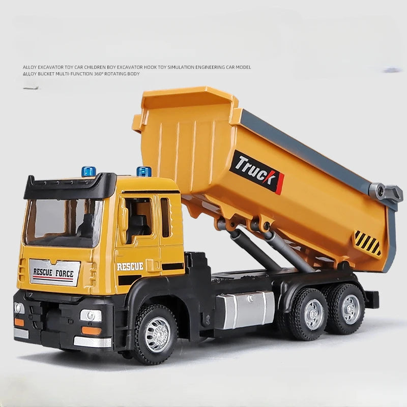 1/50 Scale Tipper Truck Alloy Diecast Toy Model Dump Engineering Transport Truck Sound Light Pull Back Collection Gifts