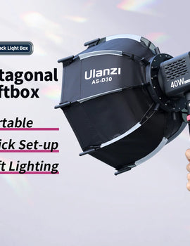 30cm Octagonal Softbox Quick Pack Light Box with Mini Bowens Mount for 40W COB Video Light