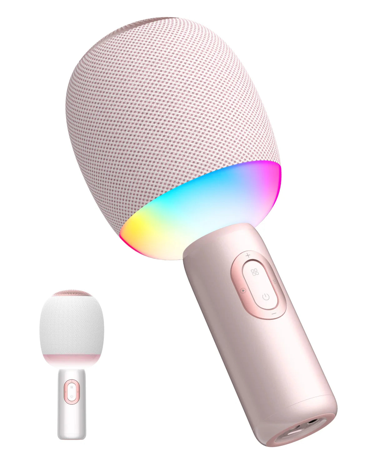 Wireless Bluetooth Karaoke Microphone 5-in-1 Portable Handheld Mic Speaker with Dynamic LED Lights for Car & Party