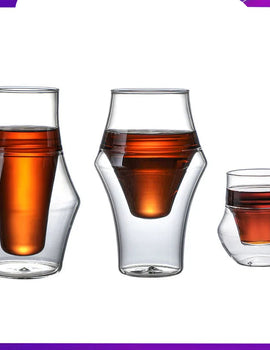 120/250/335ml Double-layer Glass Cup Hanging Ear Espresso Coffee Cup Anti-scalding Milk Brandy Wine Teacup Clear Mug Set