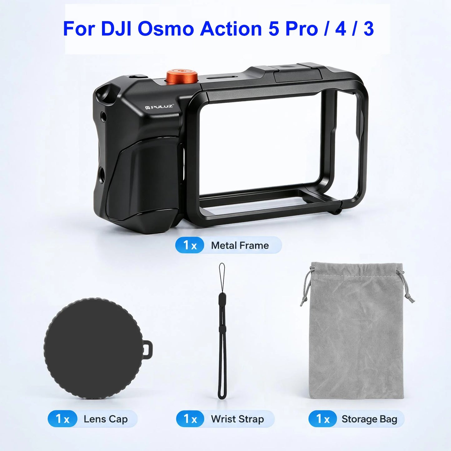 Metal Camera Cage with Handle Grip for DJI Osmo Action Cameras