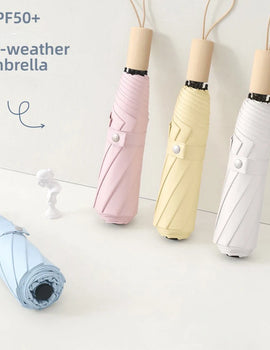 A wooden handle travel camping outdoor sunshade umbrella with high aesthetic value, French retro style umbrella