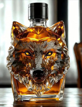 Whiskey Bottles Wolf Crested Wine Cup Engraved Vintage Wolf Themed Whiskey Glass Bottle For Bar Home Party Kitchen Workplace