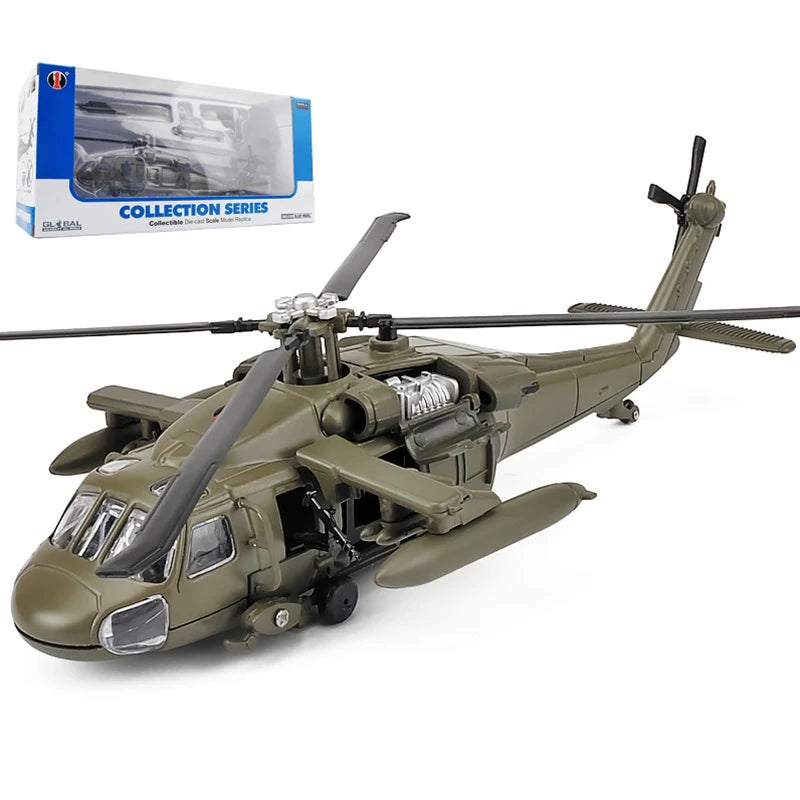 UH60 Hawk Utility Helicopter Metal Model Aircraft Sound and Light Display Toy