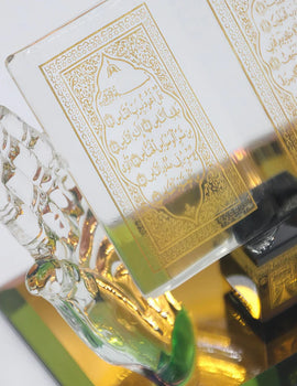 Islamic Decor Model Muslim Crystal Gilded Kaaba Model Architecture Handicraft Crystal Figurines for Car Home Desktop Decoration