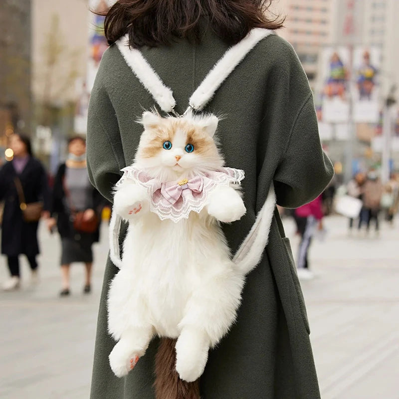 Mini Calico Cat Plush Backpack Soft Shoulder Bag